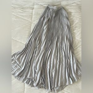 Light Grey Pleated Maxi Skirt